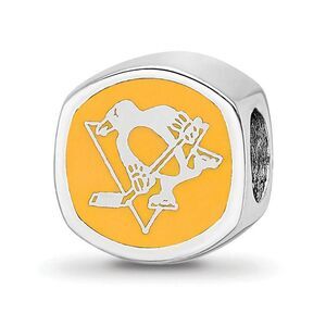 Sterling Silver NHL Pittsburgh Penguins Cushion Enamel Bead